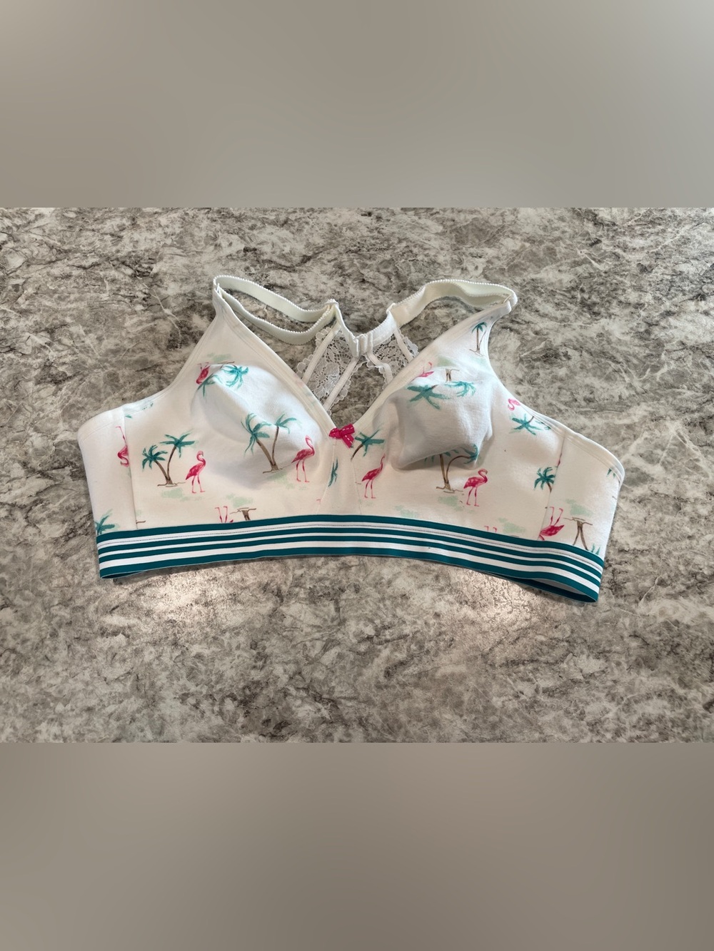 Cacique Unlined Full Coverage No Wire Bra 40C - Flamingo 🦩 Palm Tree 🌴